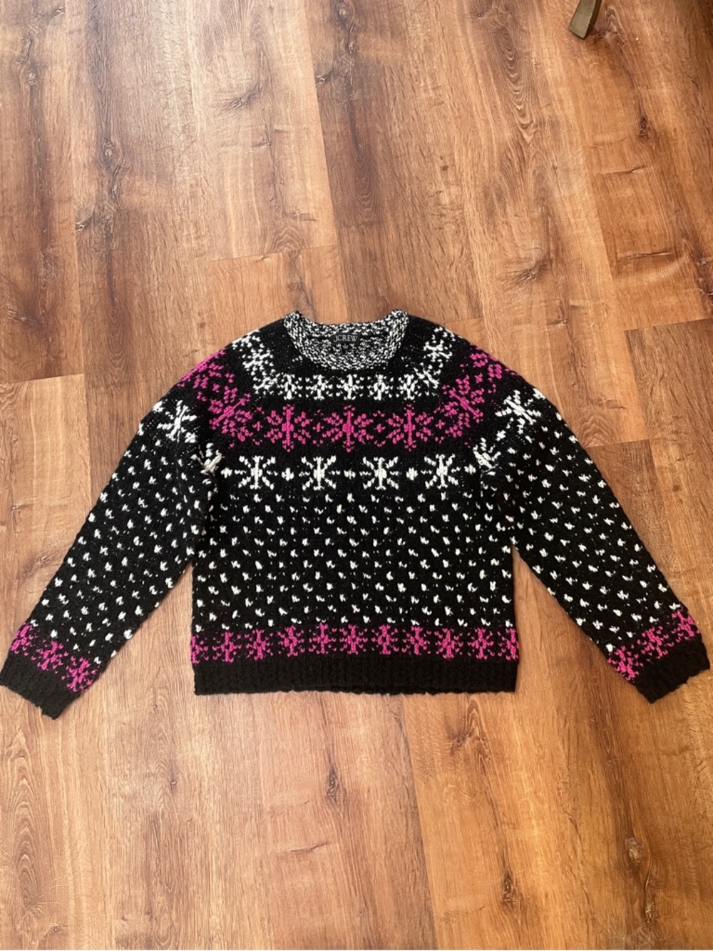 J Crew Womens Jacquard Fair Isle Knit Chunky Sweater Size Small Snowflakes - Picture 1 of 8
